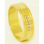 Aliança em Ouro Amarelo 18k com 10 brilhantes